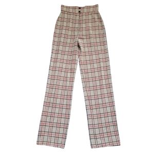 Plaid High-Waisted Women's Pants Vintage 70s